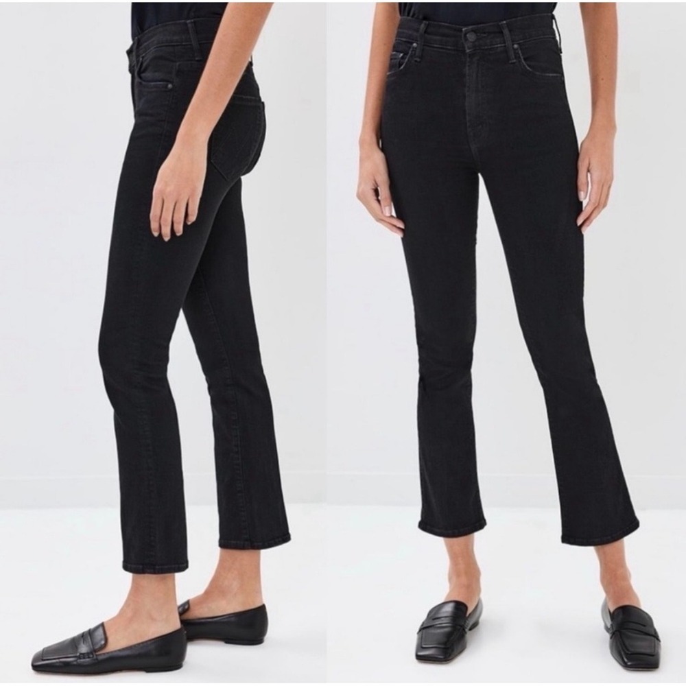 Mother The Insider Crop Jeans in Not Guilty Black High Rise Bootcut - 29